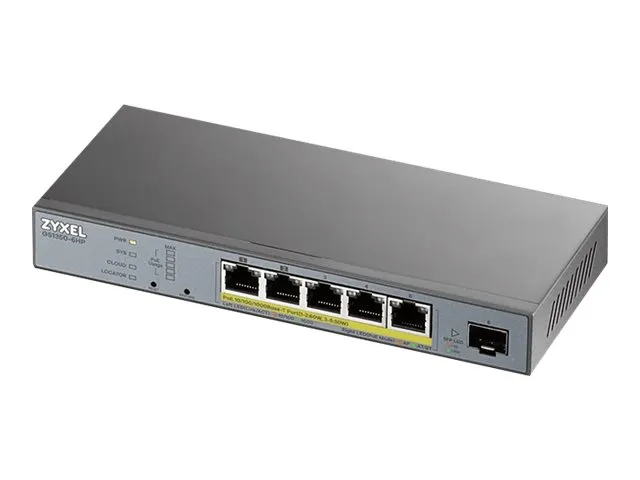 ZyXEL GS1350-6HP 5-port GbE Smart Managed PoE+ (60W) Switch with GbE Uplink