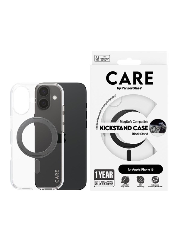 CARE by PanzerGlass Case Feature Black Kickstand & MagSafe iPhone 16