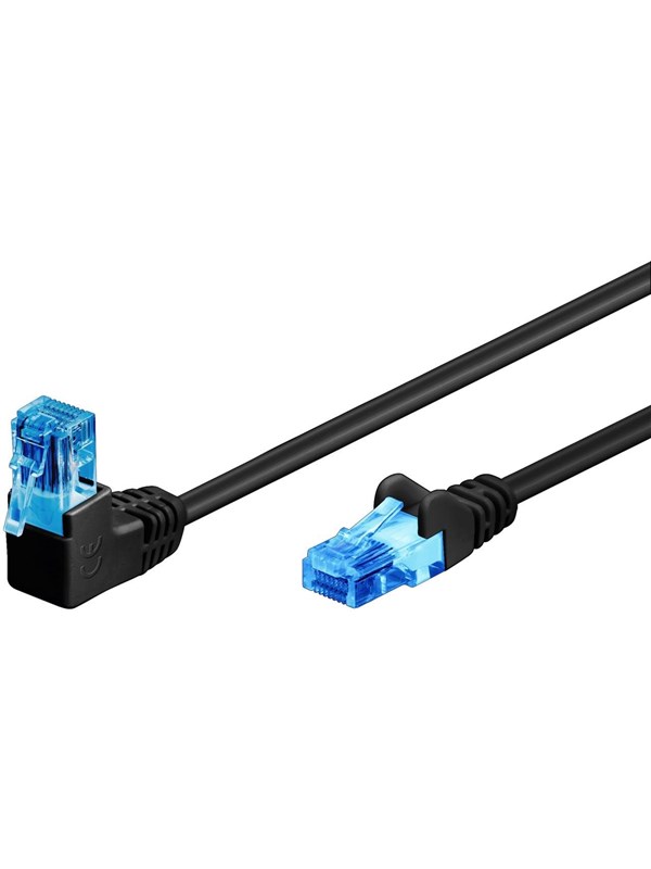 Pro LAN CAT 6A U/UTP 90° - Svart - 3m