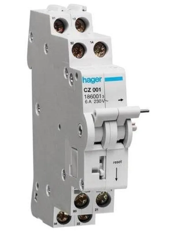 Hager Auxiliary contact for rccb 2(1c+1o) 6a 240vac