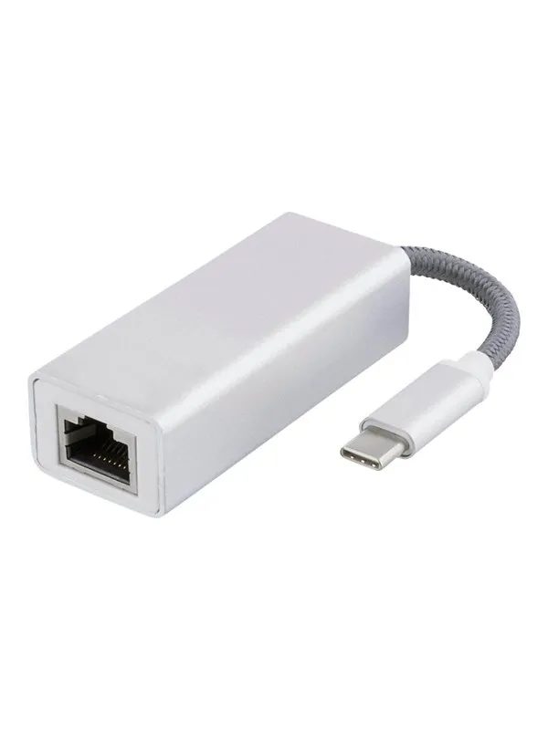 Deltaco USB C Network Adapter Gigabit RJ45 white
