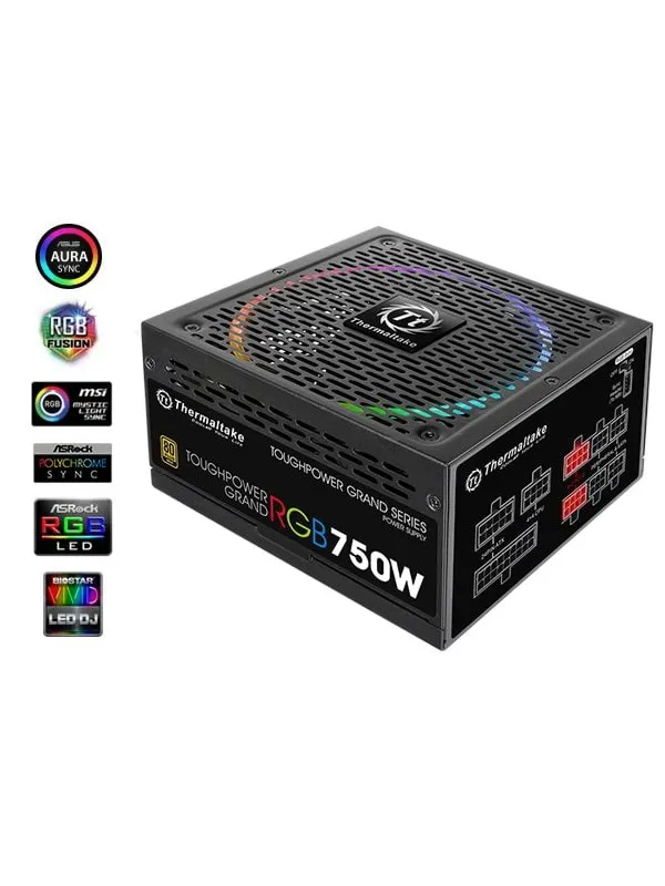 Thermaltake ToughPower Grand RGB Sync Edition 750W Strømforsyning (PSU) - 750 Watt - 140 mm - ATX - 80 Plus Gold sertifisert
