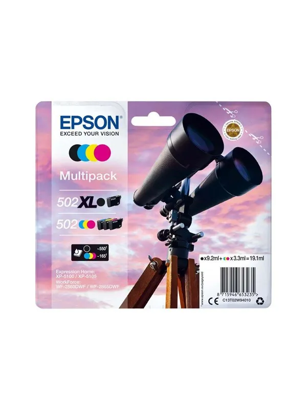 Epson 502XL Multipack - 4 pakker - høj kapacitet - sort gul cyan magenta - original - blækpatron