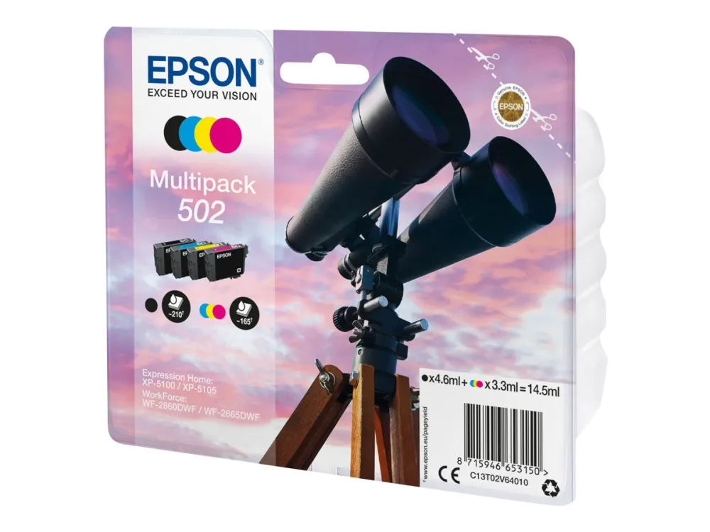 Epson 502 Multipack - 4 pakker - sort gul cyan magenta - original - blækpatron