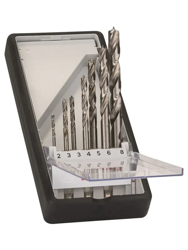 Bosch 7-delers Robust Line trespiralbor-sett, sekskanttange 2; 3; 3; 4; 5; 6; 8 mm
