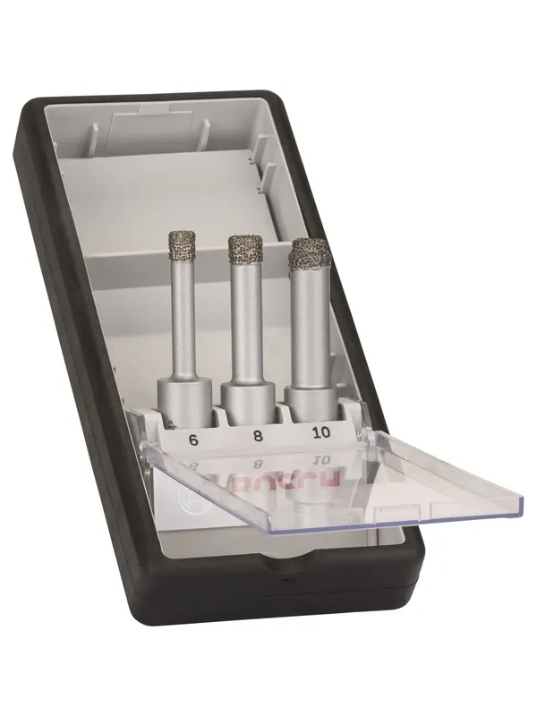 Bosch 3-delers Robust Line diamanttørrbor-sett Easy Dry Best for Ceramic 6,0; 8,0; 10,0 mm