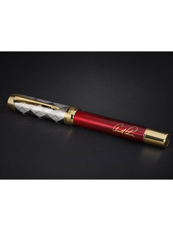 Parker | Arnold Palmer Signature Edition Fountain Pen Red Lacquer with Gold Cap & Trims Medium Solid Gold Nib Black Ink and Convertor