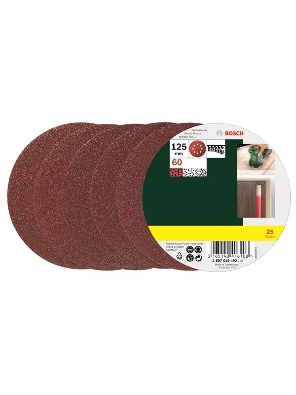 Bosch 25-delers slipepapirsett til eksentersliper, korning 60 G= 60