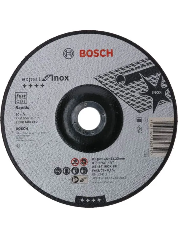 Bosch Kappeskive krum Expert for Inox - Rapido AS 46 T INOX BF, 180 mm, 1,6 mm