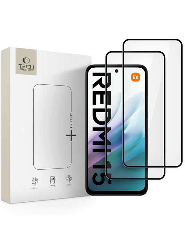 Tech-Protect Glass Fit+ 2-pack tempered glass for Xiaomi Redmi 15 4G / 5G - black