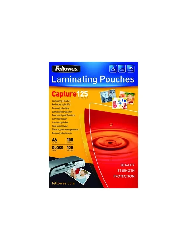 Fellowes A6 Glossy 125 Micron Laminating Pouch - 100 pack