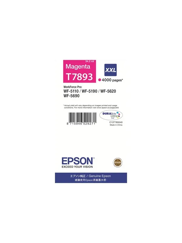 Epson 7893 - Magenta Ink XXL (T7893) - Blekkpatron Rød