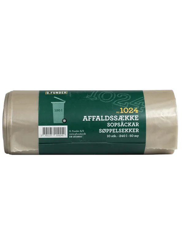G.Funder Container garbage bags for 120 liter container clear plastic 10 bags per roll - heavy duty quality