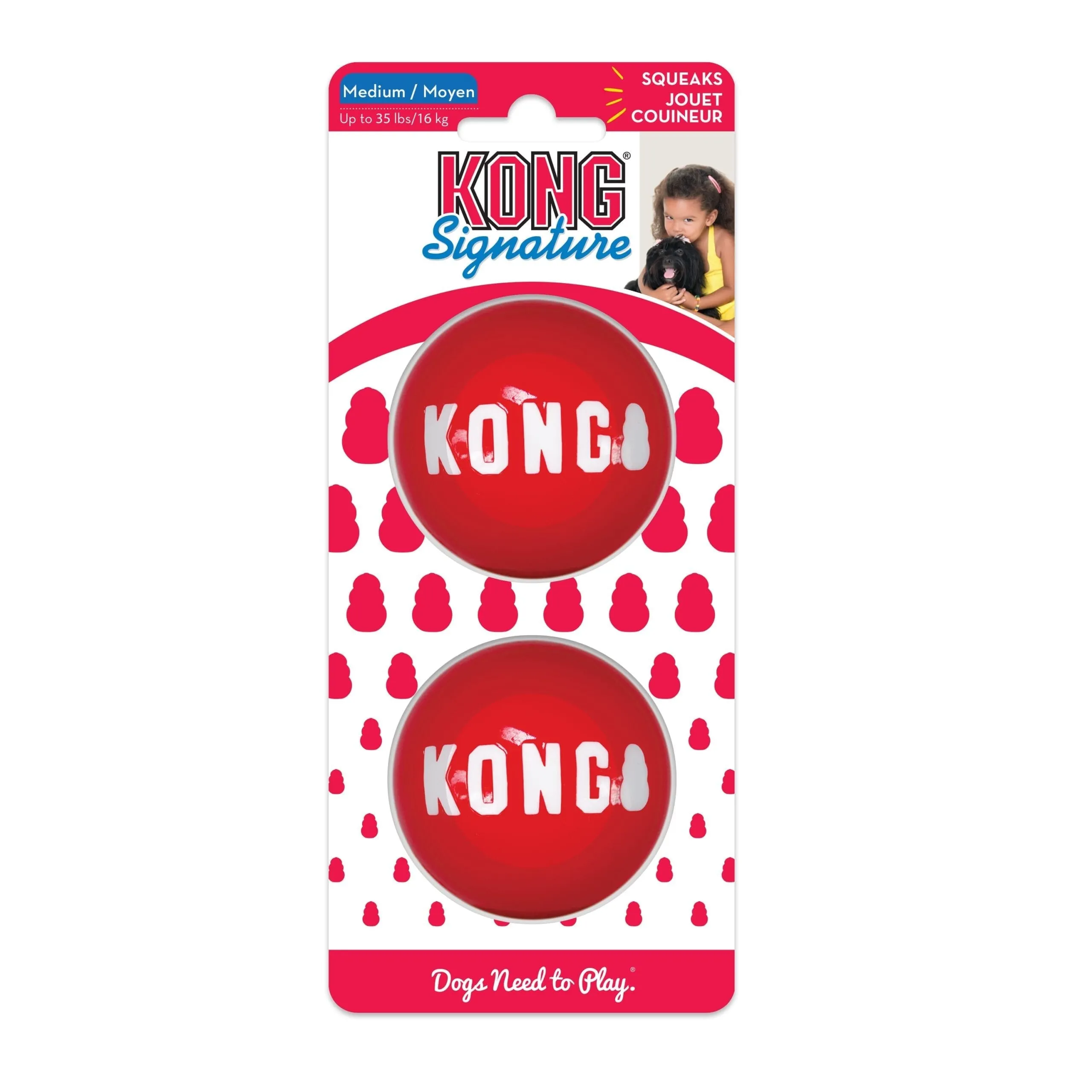 KONG Dog Toy Signature Balls Large 8cm (2-Pack)