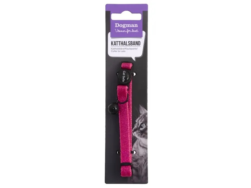Dogman Katthalsbånd Gina med Cat Safe mekanisme og Bjelle Rosa 30cm