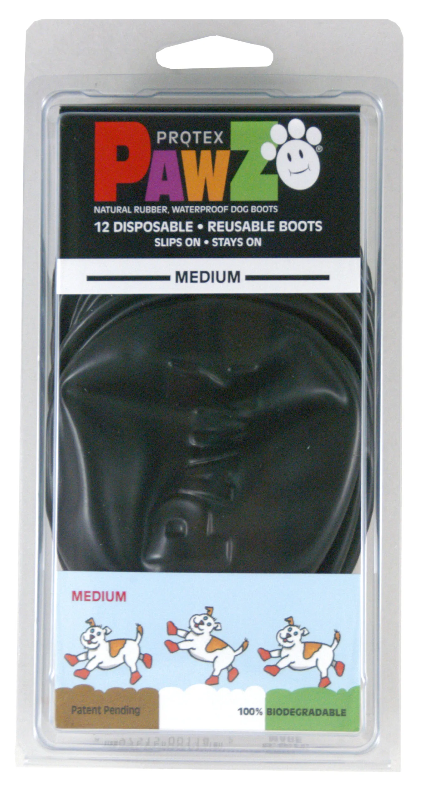 Buster Pawz - Dog shoe M 7.6cm black 12 pcs - (278096)