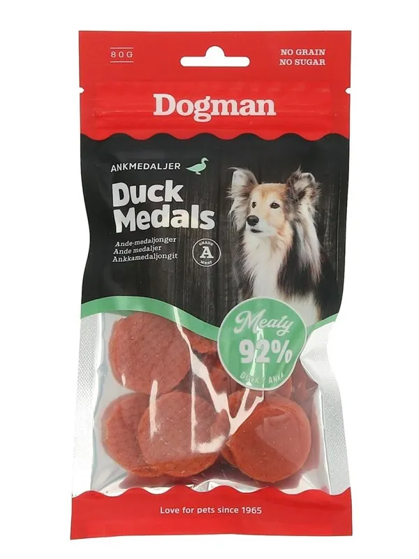 Dogman Meaty Kjøttfulle Andemedaljer Hundegodbiter 80g