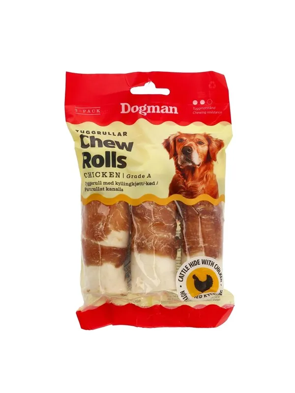 Dogman Chew Rolls Chicken Dog Treats 10cm 112g (3-Pack)