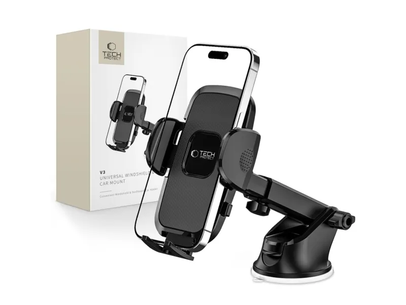 Tech-Protect  V3 Car Phone Holder for Windshield / Cockpit - Black