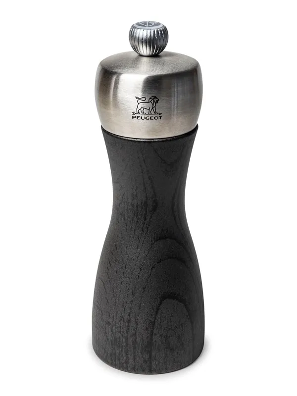 Peugeot Fidji Wooden & Stainless Steel Salt Mill in Graphite 15 cm