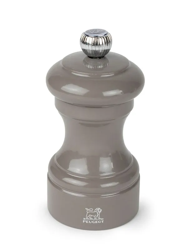 Peugeot Bistro Salt Mill in Wood Taupe Grey Gloss 10cm