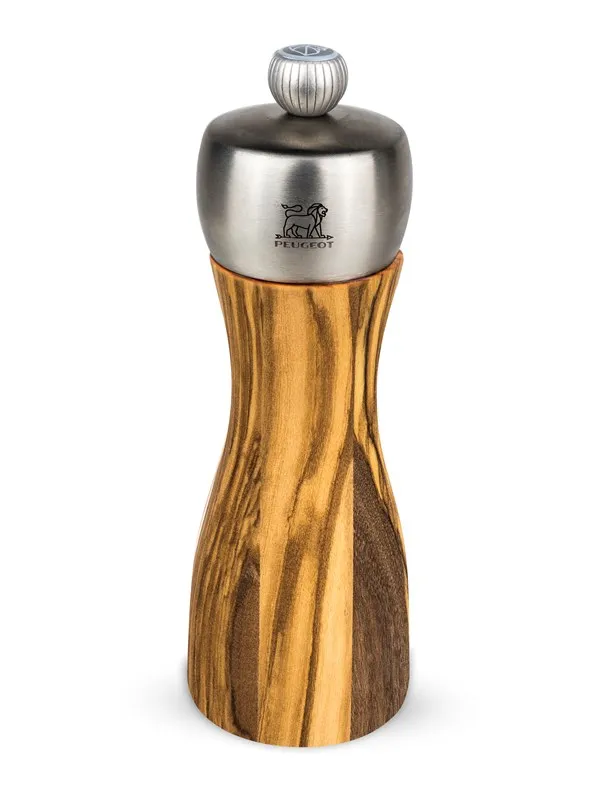 Peugeot Fidji Salt Mill in Olive Wood and Stainless Steel 15 cm