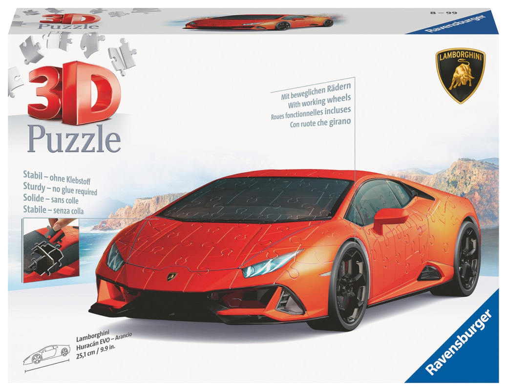 Ravensburger 3D Puzzle Lamborghini Huracan Evo Arancio 108pcs. 3D Puslespill