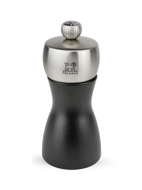 Peugeot Fidji Salt Mill in Wood and Stainless Steel Black 12 cm