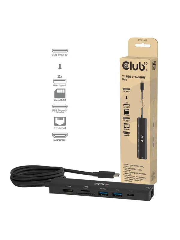 Club 3D - docking station - USB-C - HDMI - 1GbE