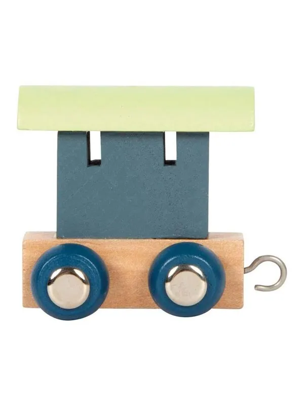 Small Foot - Wooden Letter Train Polar - Wagon Blue Green - 12 pieces