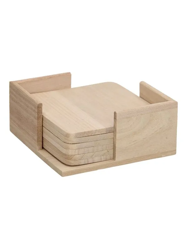 Playwood Wooden Holder with 6 Coasters