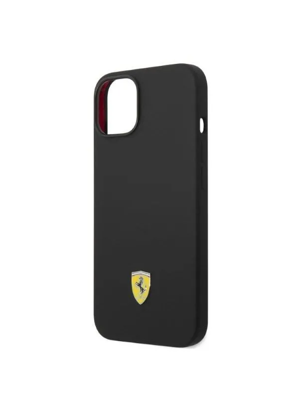 Ferrari Silicone Metal Logo Magsafe Case for iPhone 14 - Black
