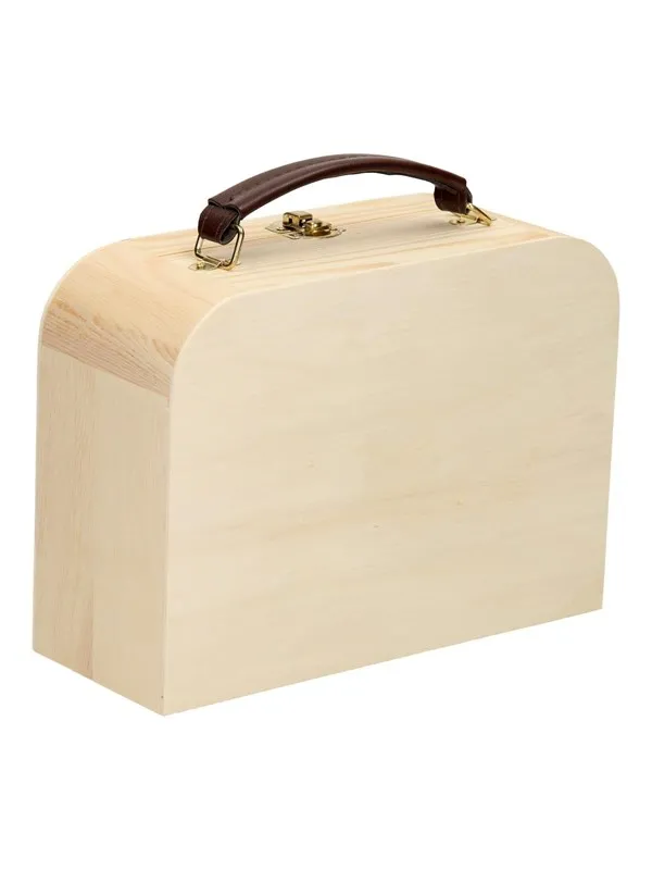 Playwood Wooden Case with Leather Handle Pine