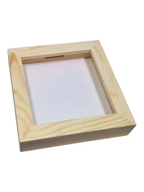 Playwood Wooden Money Box Plexiglass with White Back Medium