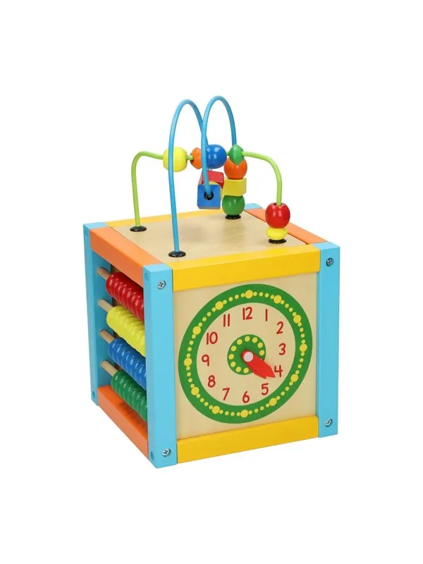 Primi Passi - Wooden Activity Cube with Spiral 5 in 1