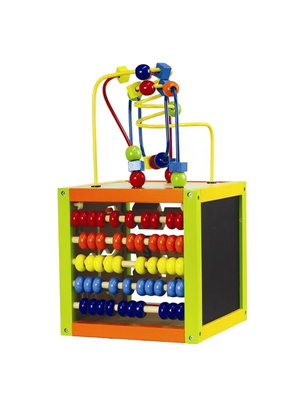 Primi Passi - Wooden Activity Cube with Spiral 5 in 1 Large