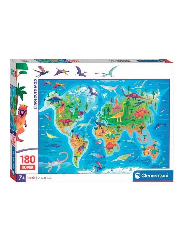 Clementoni Jigsaw Puzzle Super Color Dinosaur Map 180pcs. Gulv