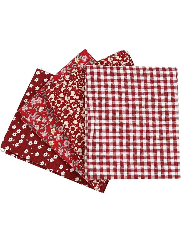 Creativ Company Patchwork Fabric Red 45x55cm 4pcs.