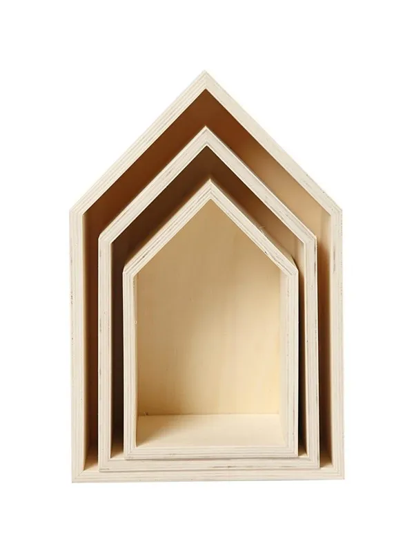 Creativ Company Wooden Houses with Hanging Hook 3pcs.