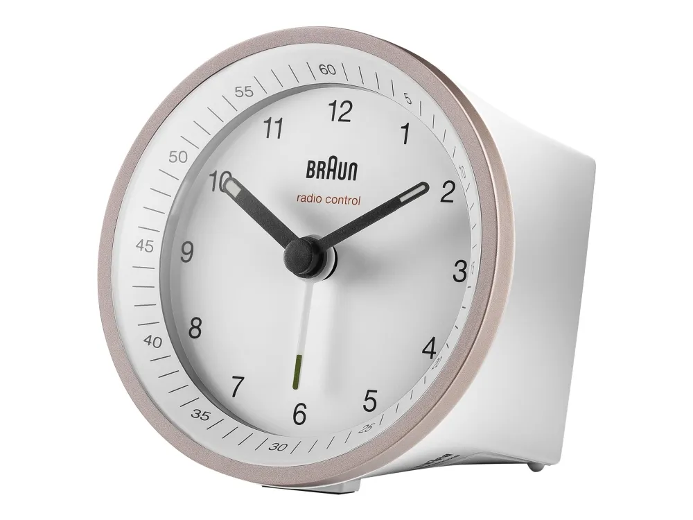 Braun BC07 - alarm clock - round - quartz - desktop - white/pink