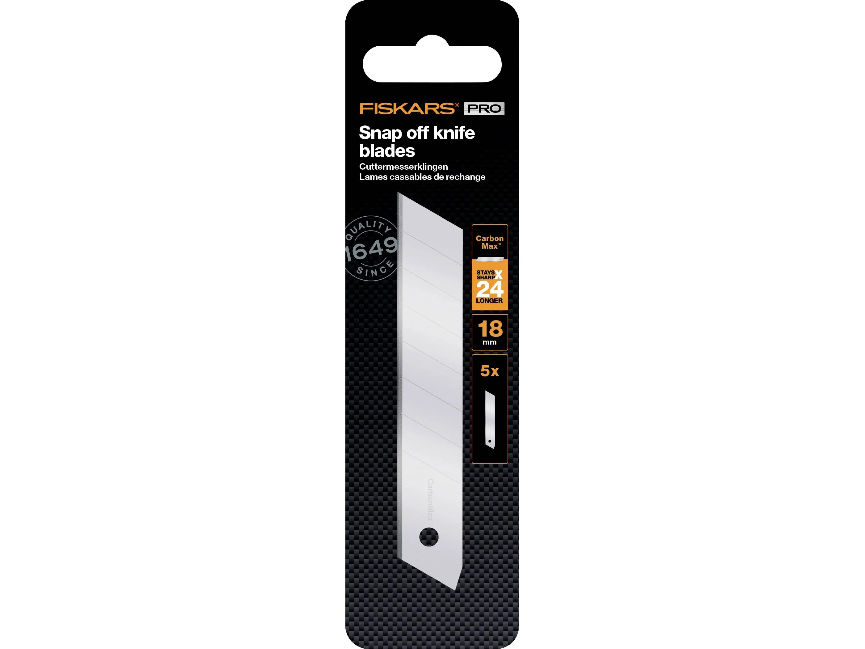 Fiskars CarbonMax Snap-off Knife 18mm Blades 5 pack