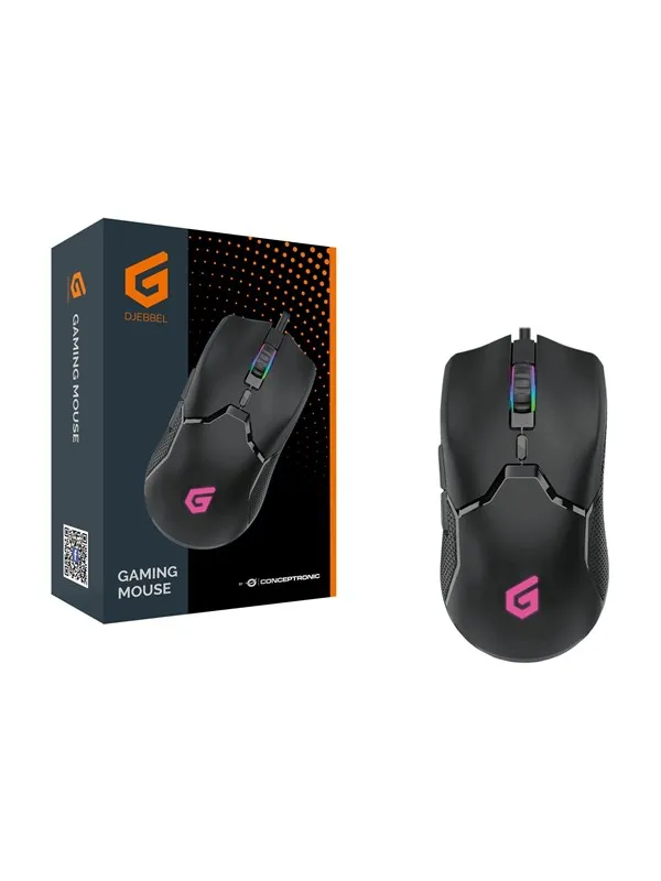 Conceptronic DJEBBEL05B 6D - mouse - USB 2.0 - black - Mus - Optisk - 6 - Svart