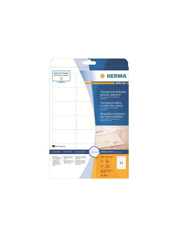 HERMA film labels - 525 label(s) - 38.1 x 63.5 mm