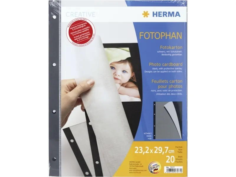 HERMA Photo cardboard 232x297 mm black 20 sheets