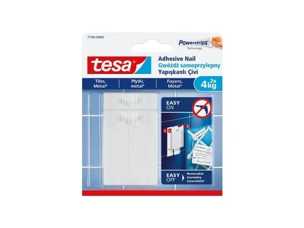 tesa Adhesive Nail for Tiles & Metal 4kg 2 Hooks + 6 Strips