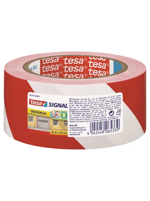 tesa Signal Universal Warning marking tape 66m x 50mm Red-White
