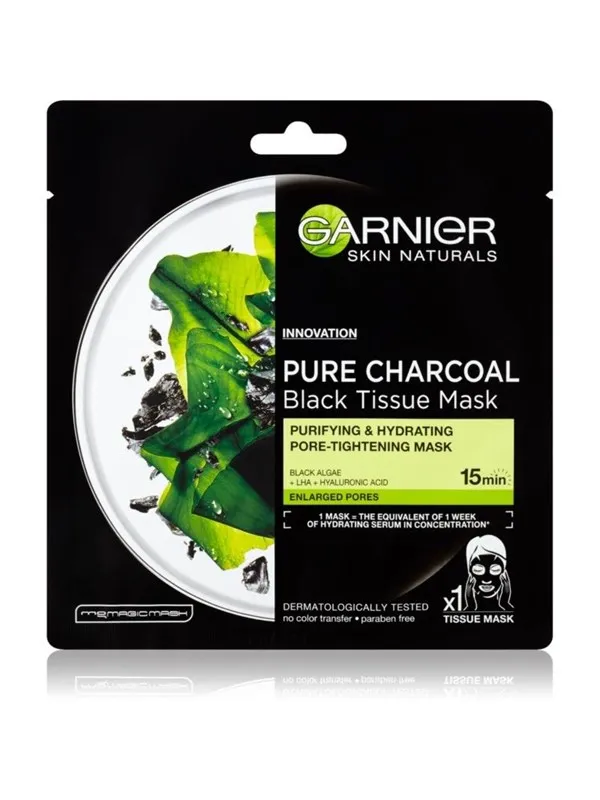 Garnier Skin Pure Charcoal Black Sheet Mask with Seaweed Extract