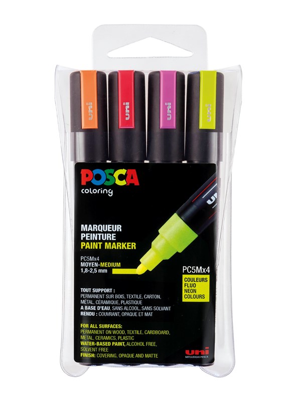 POSCA  marker sæt PC-5M 4 ass. colors neon