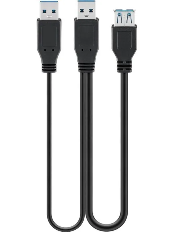 Pro USB 3.0 dual power SuperSpeed cable Black