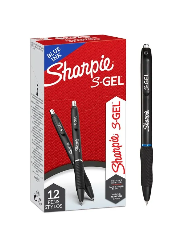 Sharpie S-Gel | Gel Pens | Medium Point (0.7mm) | Blue Ink | 12 Count